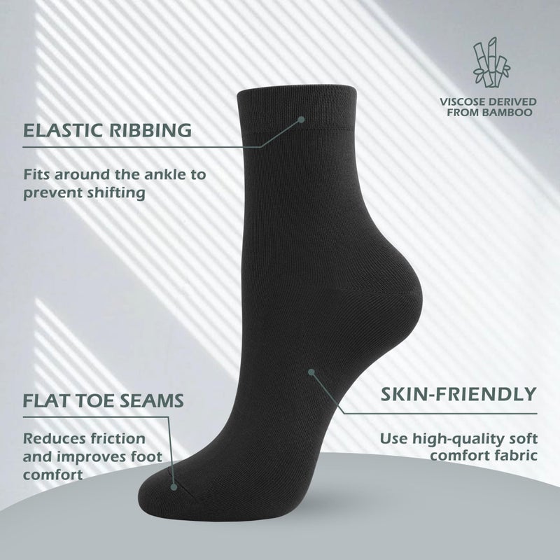 SERISIMPLE Women Thin Viscose Bamboo Socks Crew Lightweight Above Ankle Casual Dress Sock For Ladies Bootie Trouser 5 Pairs (Black, Medium) - Image 2